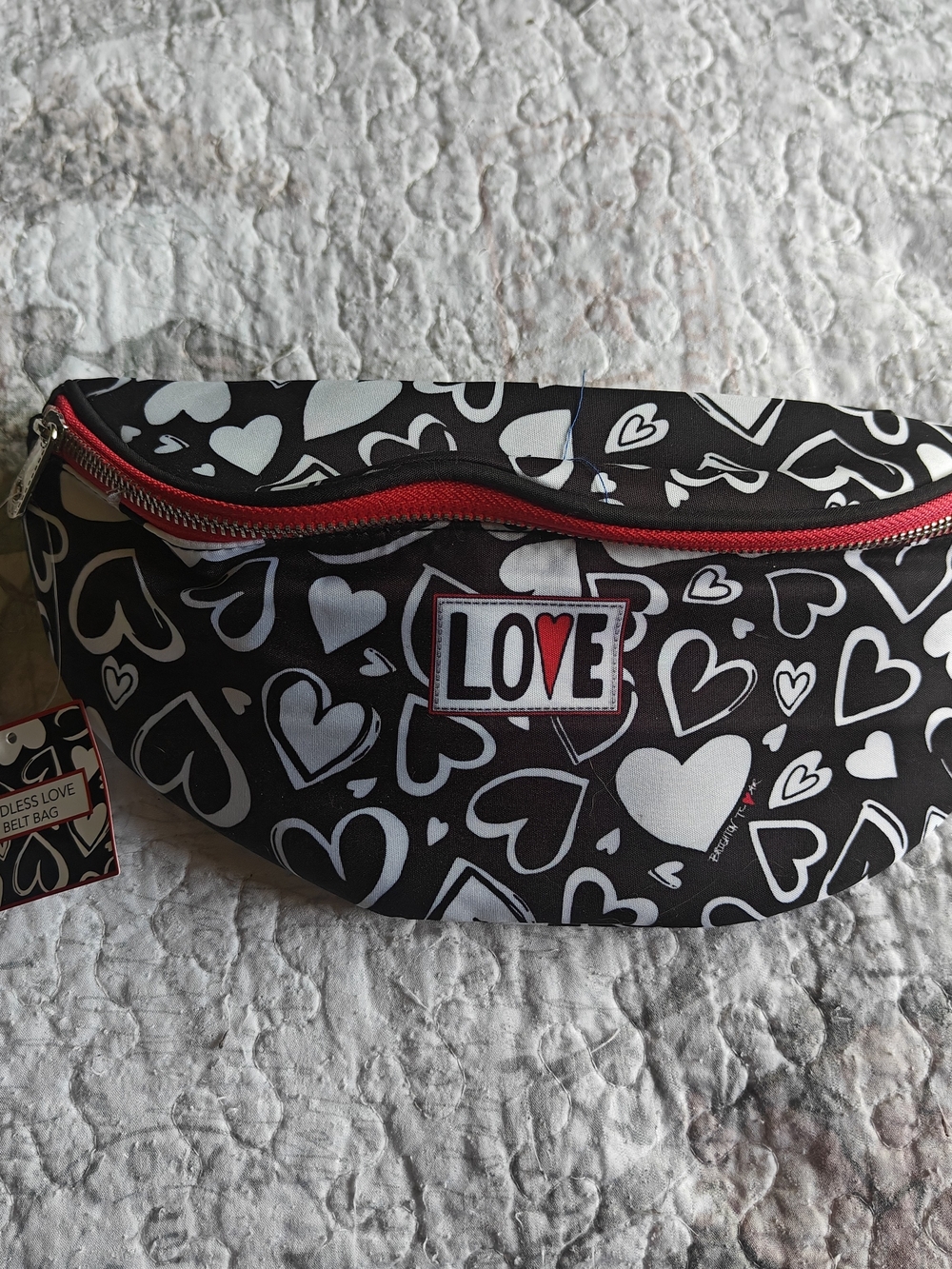 Brighton LOVE Heart Print Black & White Belt Bag